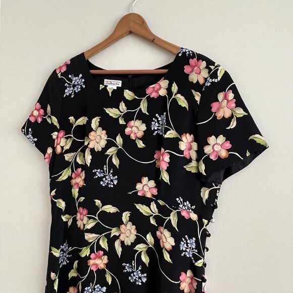 Vintage Talbots 100% Silk Floral Maxi Dress Retro preppy feminine - Picture 9 of 12